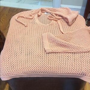 Women's Peach Knit Sweater with hood